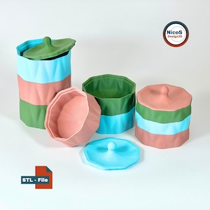 STL File - 3D Print Model | Stackable Storage Boxes Organizer Set, Modular Stackable Storage