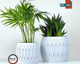 Textured X-shaped planter in 2 sizes – STL files
