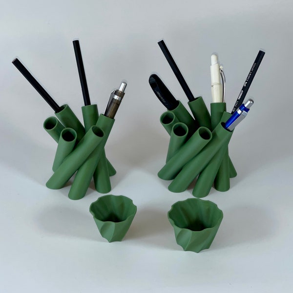 Pen holder, pen cup, pen box in a stylish design, set of 2 STL File for 3D Printing DIY | Desk Organizer | Office decoration