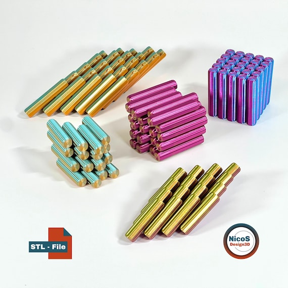 STL File - 3D Print Model | Fidget Tactile Wobble Crosses Desk Kinetic Toy zum Stressabbau mit Smooth Sliding Rods