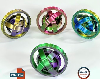 STL File - 3D Print Model | Fidget Axis XXL Spinner, Print-in-Place Ring for Stress Relief and ADHD