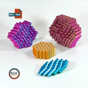STL File - 3D Print Model | Hexagon Wobble Fidget, Print-in-Place Hexagon Mesh Desk Toy for Focus