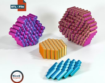STL File - 3D Print Model | Hexagon Wobble Fidget, Print-in-Place Hexagon Mesh Desk Toy for Focus