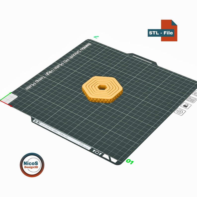 STL File - 3D Print Model | Anti-Stress Fidget Axis Hexagon Spinner, Print-in-Place Ring zum Entspannen Bild 7