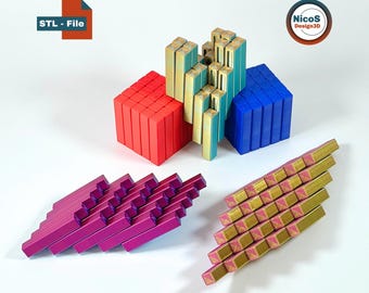 Plik STL – Model do druku 3D | Kostka Fidget Wobble Pixels Bars, sensoryczna zabawka biurkowa do drukowania w miejscu, łagodząca stres i ADHD