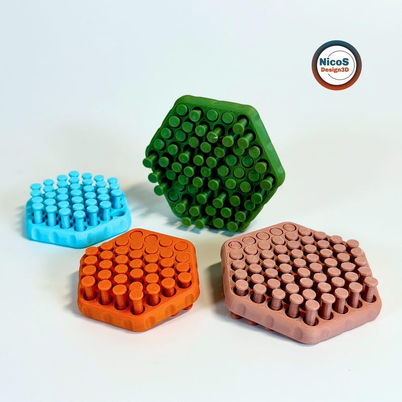 STL-fil - 3D-utskriftsmodell | Hexagon Wobble Pins Fidget-nyckelring med tillfredsställande glidstift för stresslindring bild 5