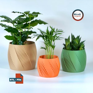 STL File - 3D Print Model | Cross Helix Planter Uebertopf für Indoor Plants, modern Spiral Texture Cachepot Zimmerpflanzen