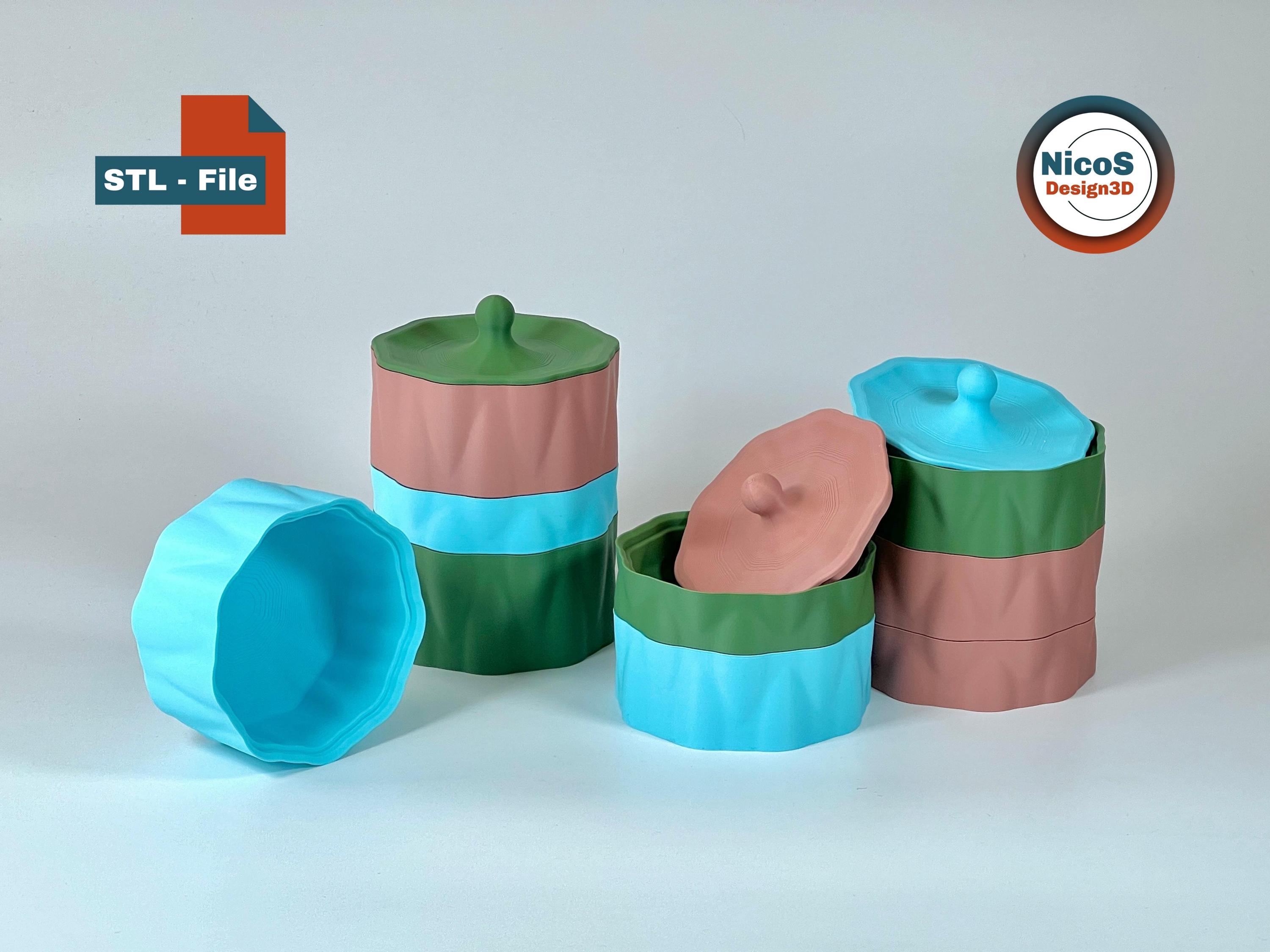 Stackable Storage Container Organizer Boxes in 4 Sizes | Digital STL File for 3D Printing