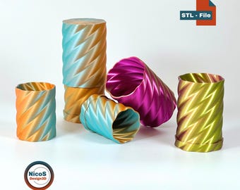 STL File - 3D Print Model | Helix Spiral Screw Storage Box Container, Modern storage box with helix slide-on lid
