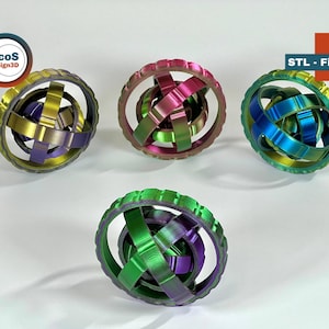 Anti Stress Fidget Axis XXL Gyroscope Spinner Print in Place | Digital STL File for 3D Printing