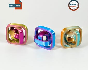 Archivo STL - Modelo para impresión 3D | Fidget Axis Smooth Spinner como juguete de escritorio con giroscopio para imprimir en el lugar y aliviar el estrés