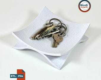 STL File - 3D Print Model | Curved Key Bowl Key bowl as a key tray with clean curved design without support