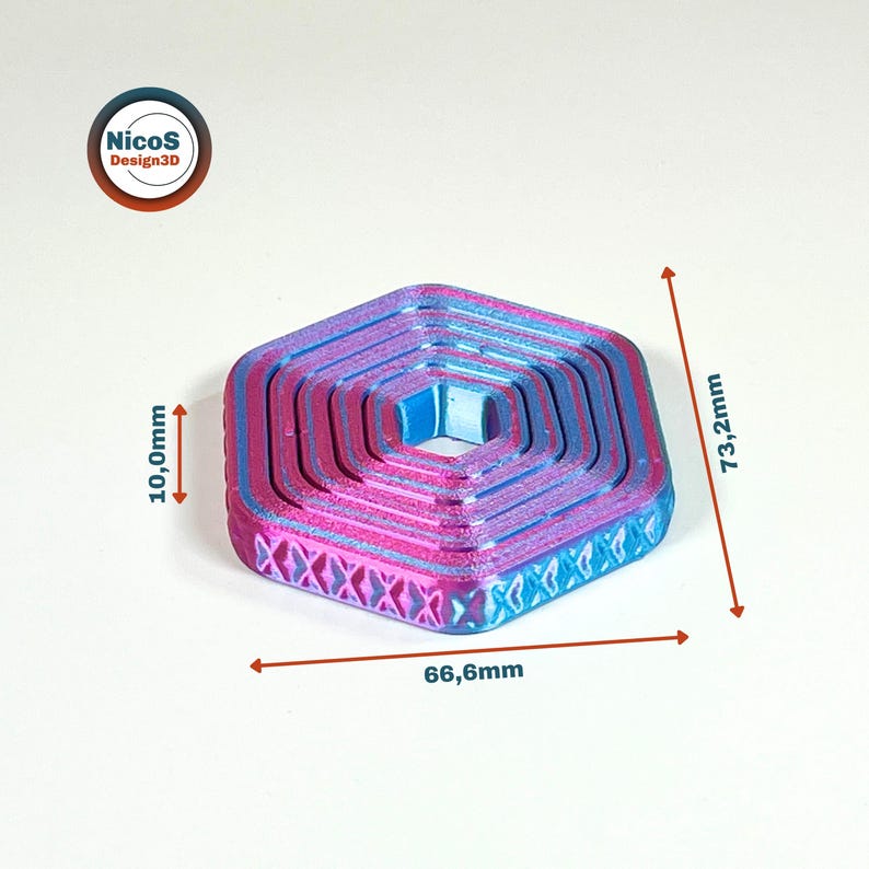 STL File - 3D Print Model | Anti-Stress Fidget Axis Hexagon Spinner, Print-in-Place Ring zum Entspannen Bild 3