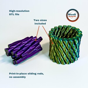 STL File - 3D Print Model | Wobble Ring Fidget Helix, Print-in-Place Stress Relief Toy Ring for Relaxation image 2