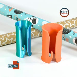 Archivo STL - Modelo para impresión 3D | Cortadora de papel de regalo: Dispensador y cortador de papel de regalo para bordes limpios sin tijeras