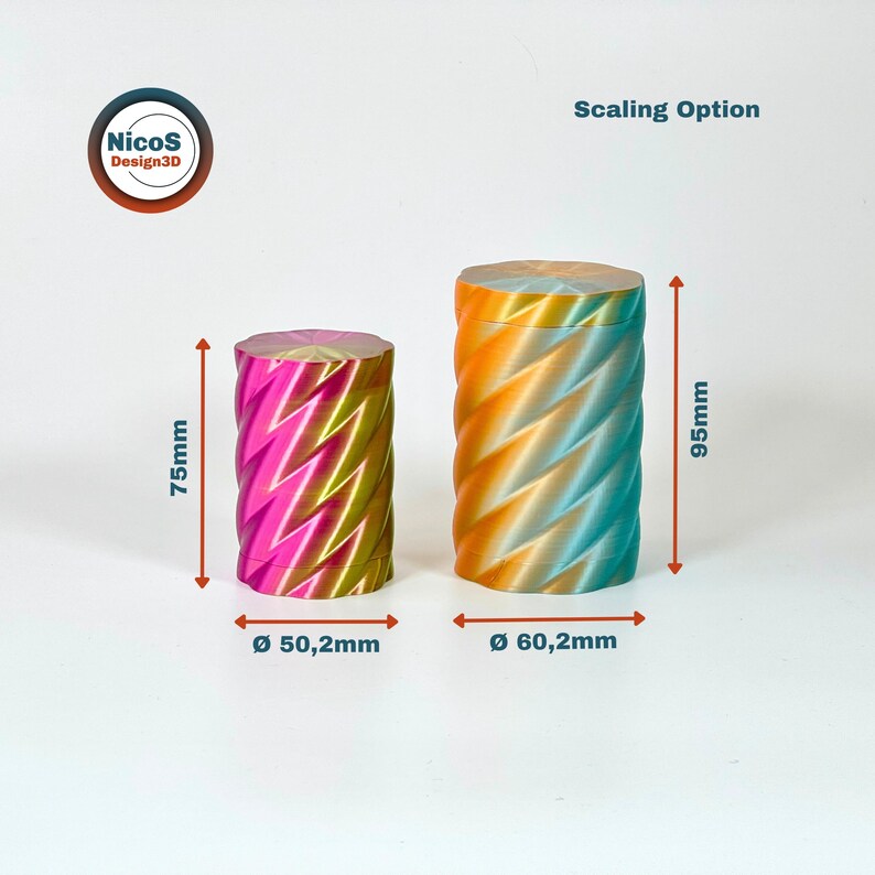 STL File - 3D Print Model | Helix Spiral Screw Storage Box Container, Modern storage box with helix slide-on lid image 3