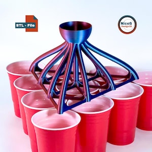 STL File - 3D Print Model | Beerpong Trichter Beer Pong Funnel for 10 Red Cups, Befüllen als Party Game Gadget