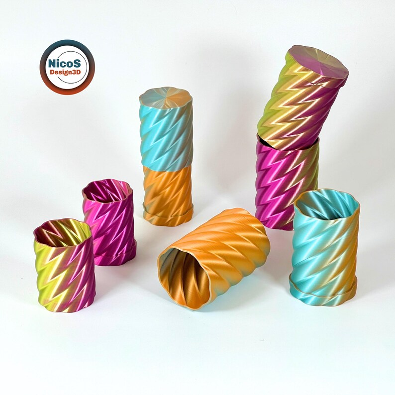 STL File - 3D Print Model | Helix Spiral Screw Storage Box Container, Modern storage box with helix slide-on lid image 4