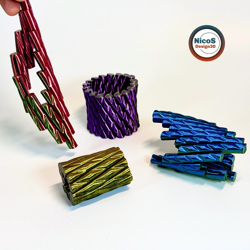 STL File - 3D Print Model | Wobble Ring Fidget Helix, Print-in-Place Stress Relief Toy Ring for Relaxation image 6