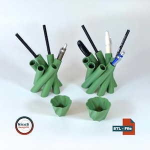 Archivo STL - Modelo de impresión 3D | Portalápices en espiral Helix como organizador de escritorio moderno con bandeja para piezas pequeñas