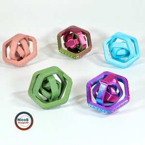 STL File - 3D Print Model | Anti-Stress Fidget Axis Hexagon Spinner, Print-in-Place Ring zum Entspannen Bild 8