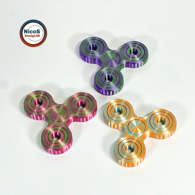 STL File - 3D Print Model | Fidget Triple Spinner Print-in-Place Desk Toy Smooth Rotating Rings image 10