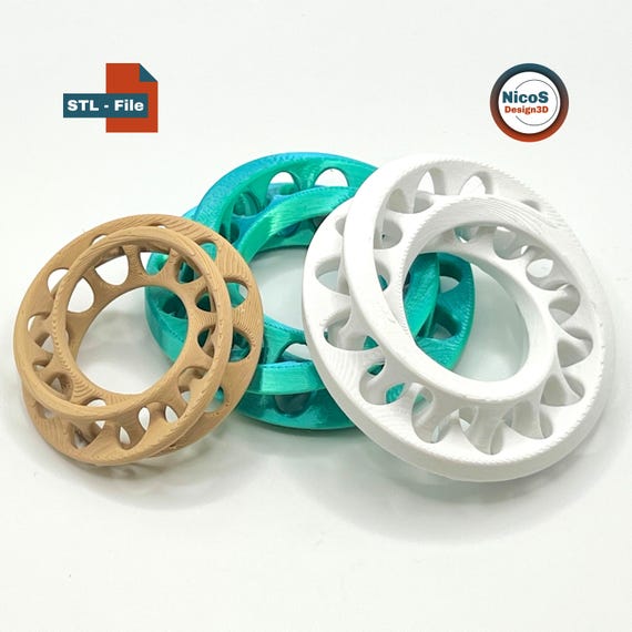 STL File - 3D Print Model | Interlocking Möbius Bands als bewegliches Fidget Toy Optical Illusion Geometric Sculptur