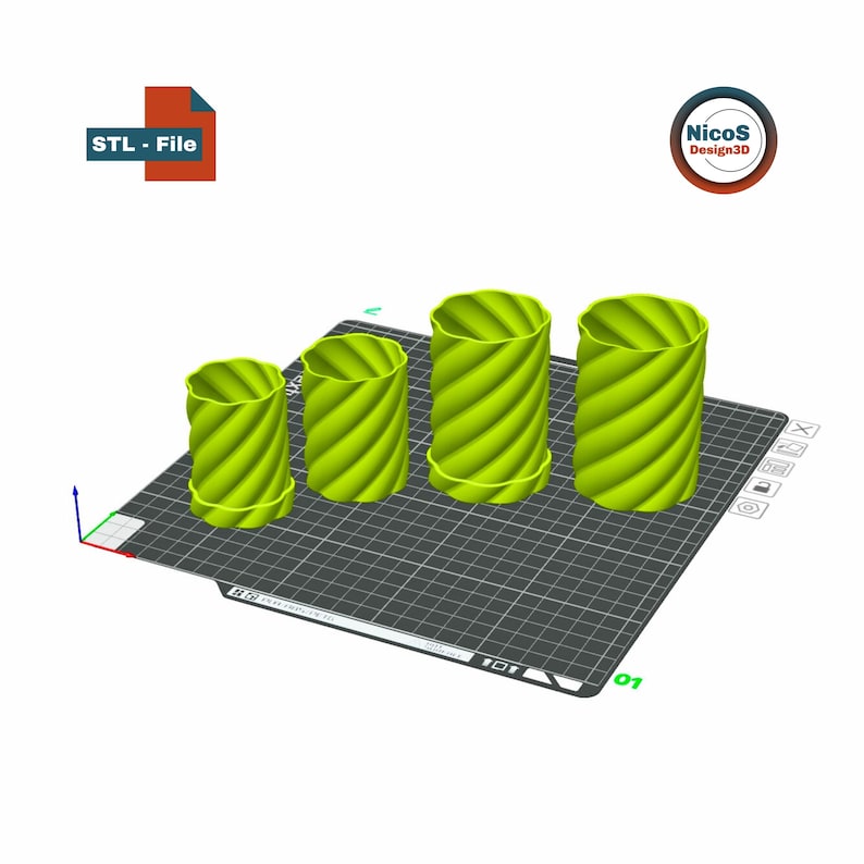 STL File - 3D Print Model | Helix Spiral Screw Storage Box Container, Modern storage box with helix slide-on lid image 7