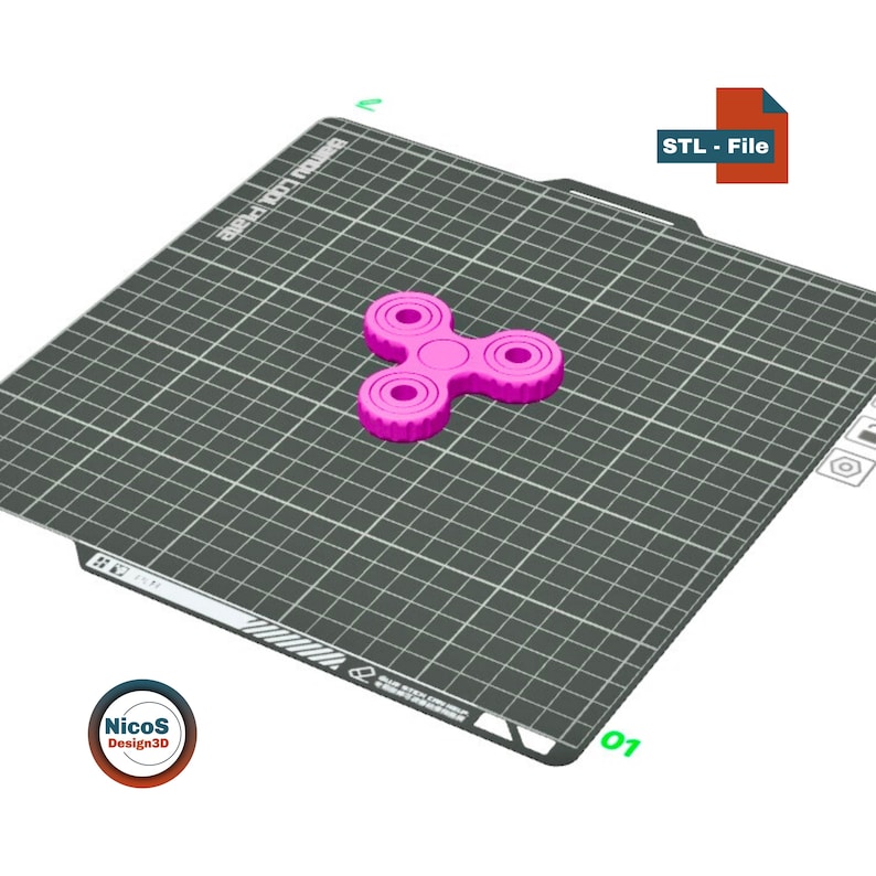 STL File - 3D Print Model | Fidget Triple Spinner Print-in-Place Desk Toy Smooth Rotating Rings image 7