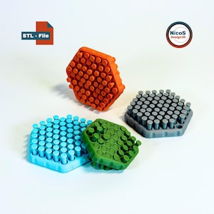 STL File - 3D Print Model | Hexagon Wobble Pins Fidget Keychain with Satisfying Sliding Pins for Stress Relief