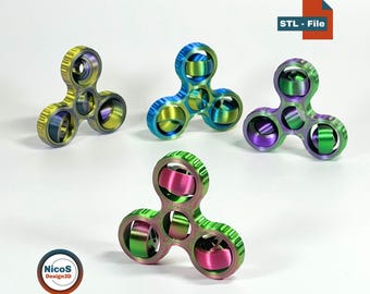 STL File - 3D Print Model | Fidget Triple Spinner Print-in-Place Desk Toy Smooth Rotating Rings