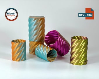 Helical Storage Container Organizer Boxes with Cap in 2 Sizes | Digital STL File for 3D Printing