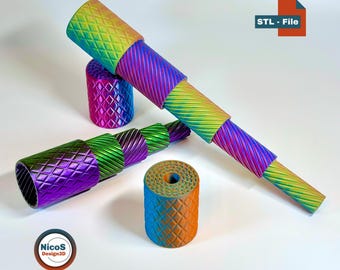 STL File - 3D Print Model | Helix Tube Spiral Twister Fidget Toy Print in Place Kinetic Twisting Slider