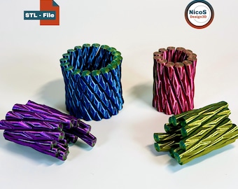 STL File - 3D Print Model | Wobble Ring Fidget Helix, Print-in-Place Stress Relief Toy Ring for Relaxation