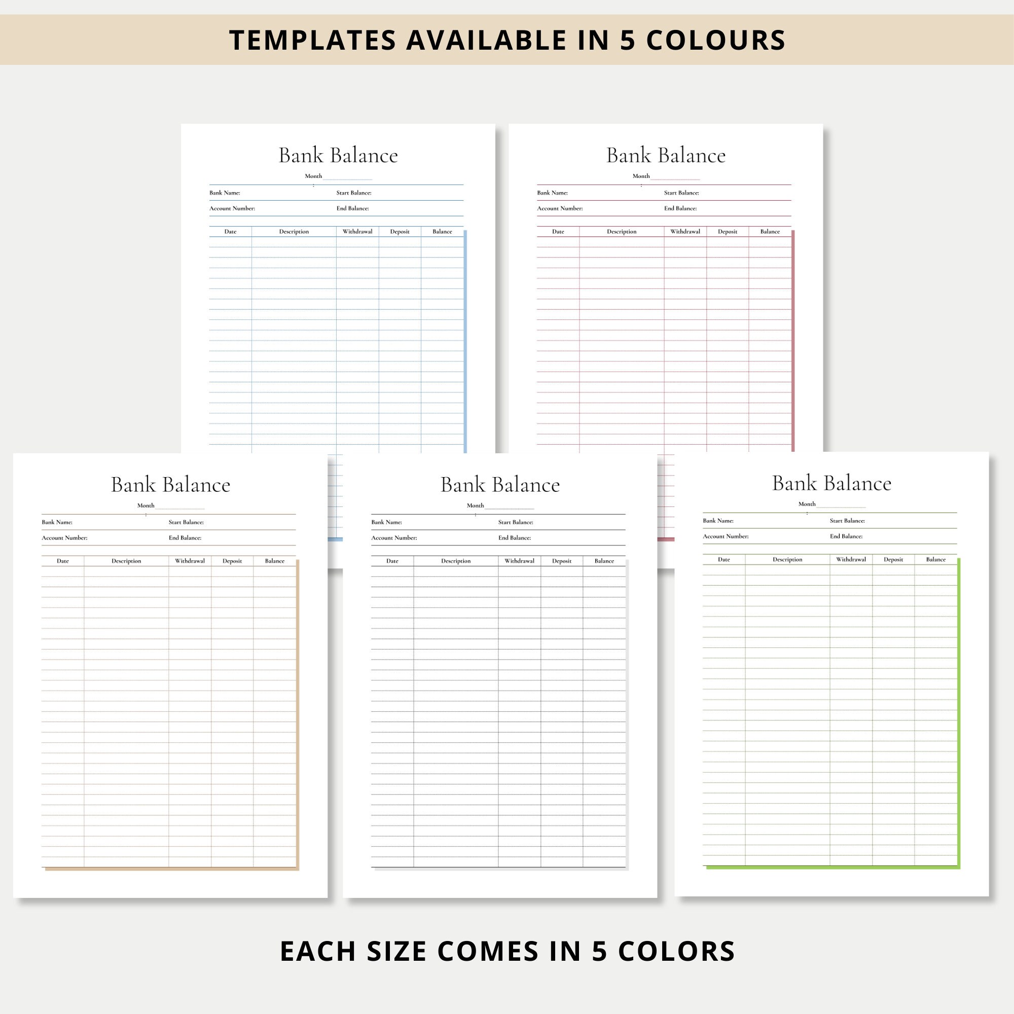 Bank Balance Printable Fillable Balance Sheet Template Bank Account Bank Balance Printable Fillable Balance Sheet Template Bank Account