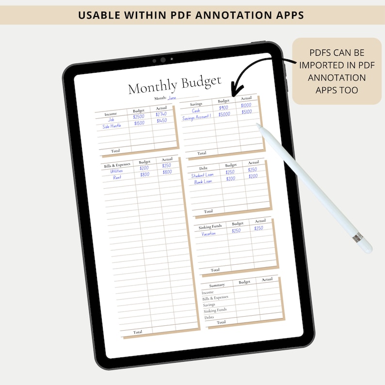 Monthly Budget Planner Printable &amp; Fillable Monthly Budget - Etsy UK