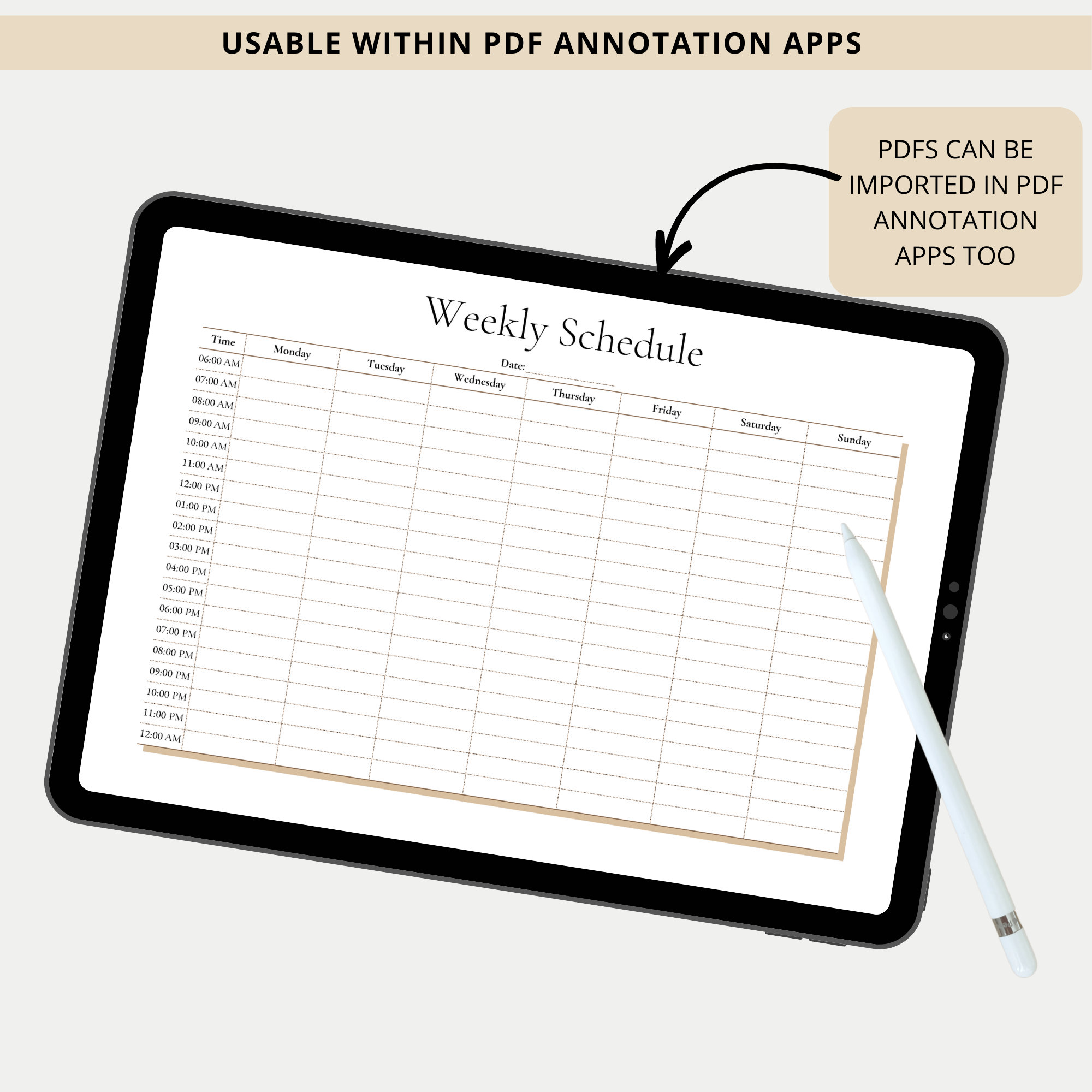 Hourly Weekly Schedule Printable & Fillable, Hourly Weekly Planner ...
