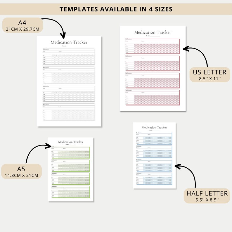Monthly medication tracker printable fillable medication log