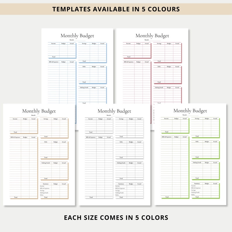 Monthly Budget Planner Printable &amp; Fillable Monthly Budget - Etsy UK