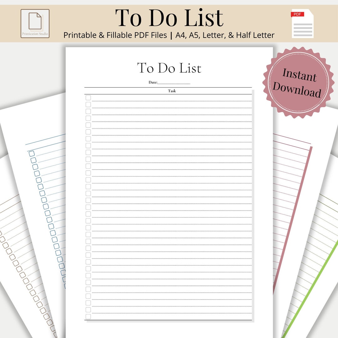 To Do Lists Printable & Fillable, To-do List Tracker Template, Task ...