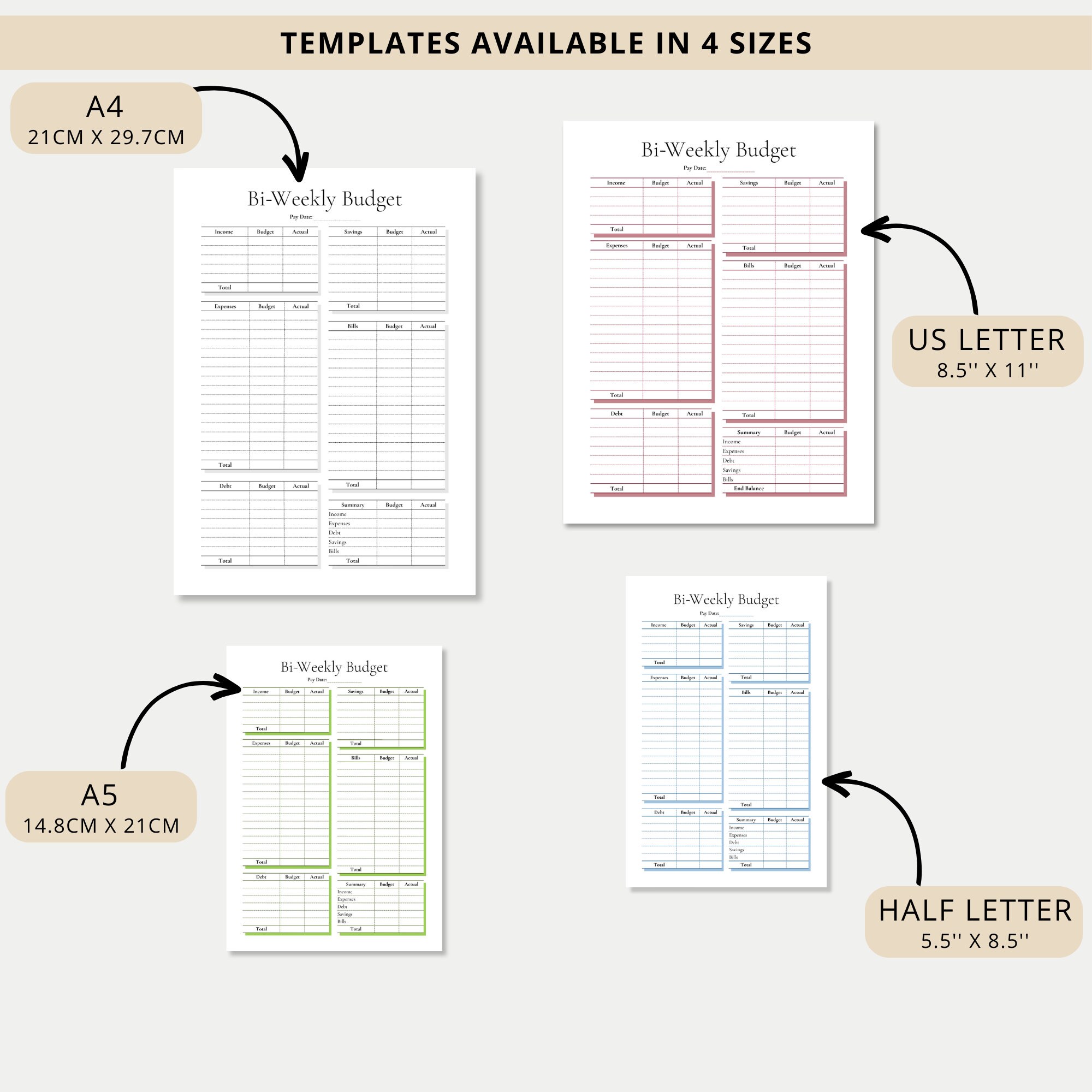 Bi-weekly Budget Planner Printable &amp; Fillable Template, Biweekly ...
