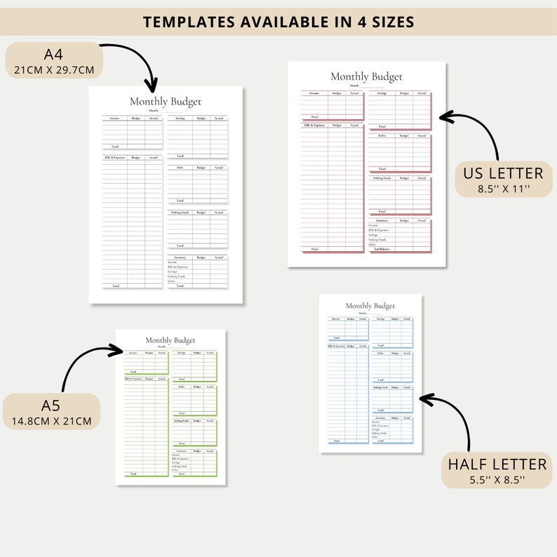 Monthly Budget Planner Printable &amp; Fillable Monthly Budget - Etsy UK