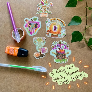 Waterproof Cartoon Deco Vinyl Sticker Pack | 1930s Rubberhose Sticker Pack | Little Spooks | MATTE or GLOSSY | Decorate Planners & More