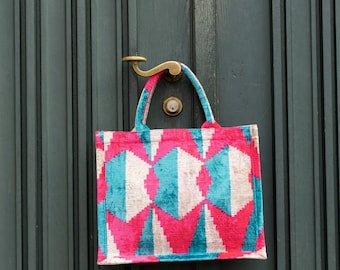 Ikat Tasche, Samt Tasche, Tasche, handgemachte Tasche,  Ikat Velvet Bag, Ikat Tasche, Boho Tasche, Handgefertigt, Damen Tasche, Tote Bag