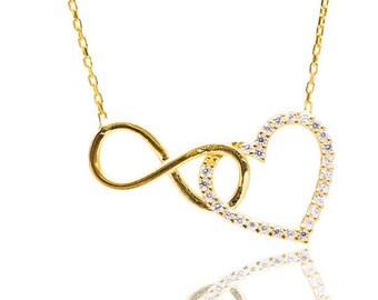 Goldkette Infinity, Goldkette Unendlichkeitszeichen, Goldkette love, Goldkette Herz, Goldschmuck, Statement, Fatima