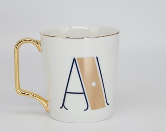 Buchstaben Tasse, Handgemacht, Geschenkidee, Keramik, Dekorativ, Vintage-Still, Heimdekoration, Kreativ, Schriftzug, Teetasse, Geschenk