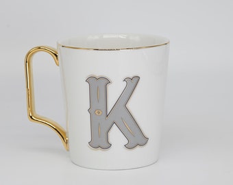 Buchstaben Tasse, Handgemacht, Geschenkidee, Keramik, Dekorativ, Vintage-Still, Heimdekoration, Kreativ, Schriftzug, Teetasse, Geschenk