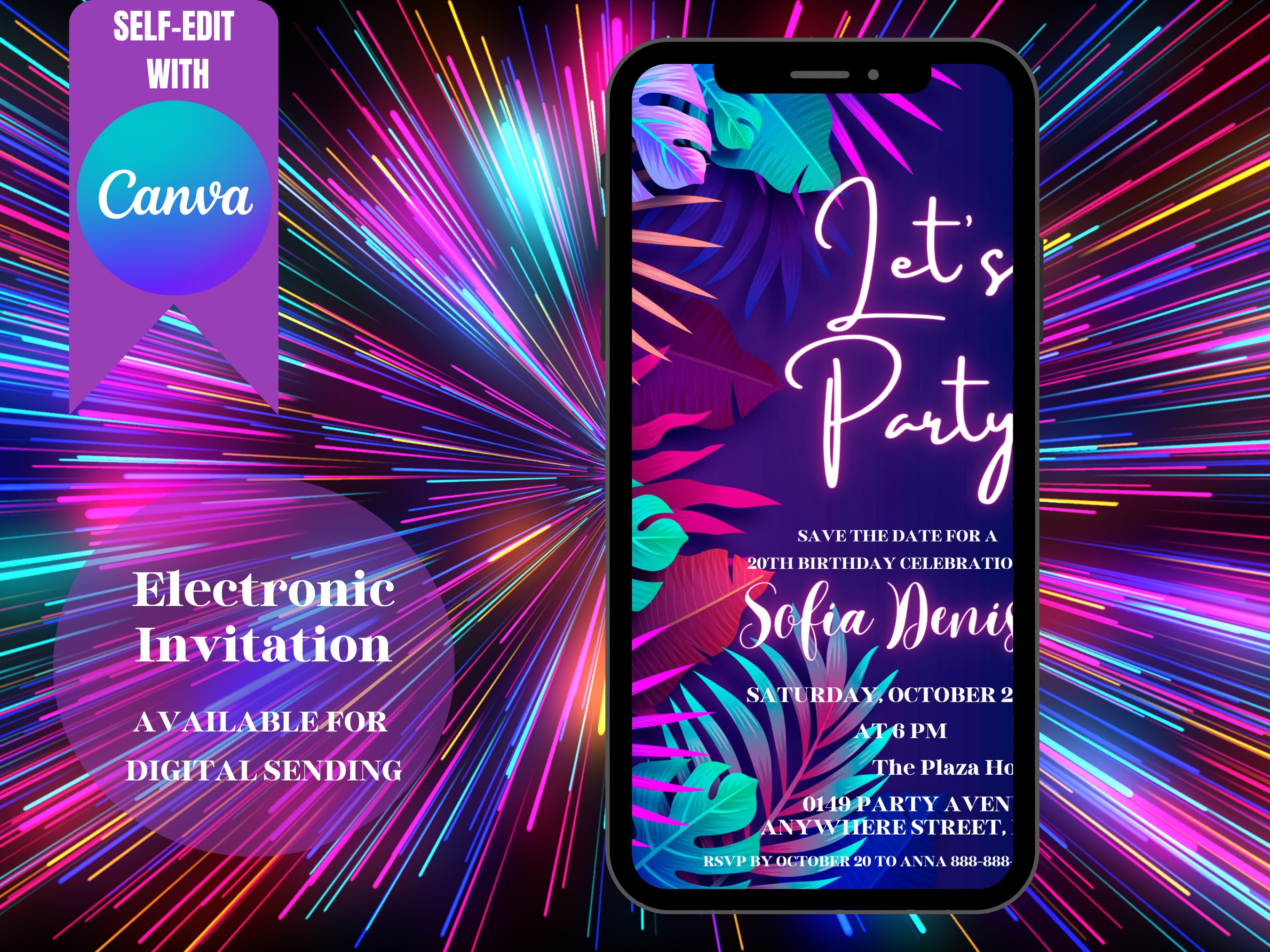 editable-neon-tropical-birthday-invitation-template-tropical-neon