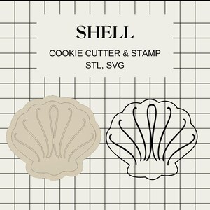Muschel Ausstecher & Stempel Set, Multi-Layer-Design, digitaler Download, SVG, STL Dateien zum Backen, Basteln