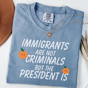 Immigrants Are Not Criminals But The President Is, Not My President Anti Trump Shirt, Feminism Shirt, Democrat Gift, Pro Immigration Shirt